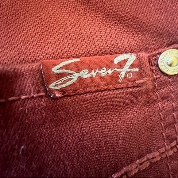 Seven 7 Tummy Less High Rise Skinny Jeans, Fired Brick Red Burnt size 14 - Picture 11 of 16
